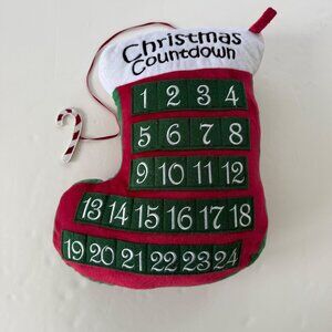 Christmas Countdown Stocking Advent Calendar Plush With Candy Cane Marker